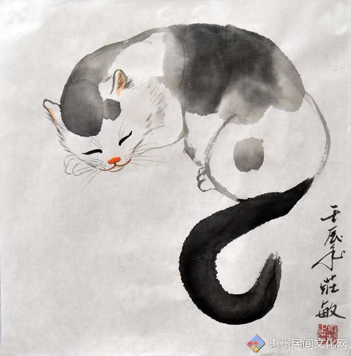 人気再入荷♪ 猫和蝴蝶中国风水墨画插画图片下载-正版图片400107513-摄